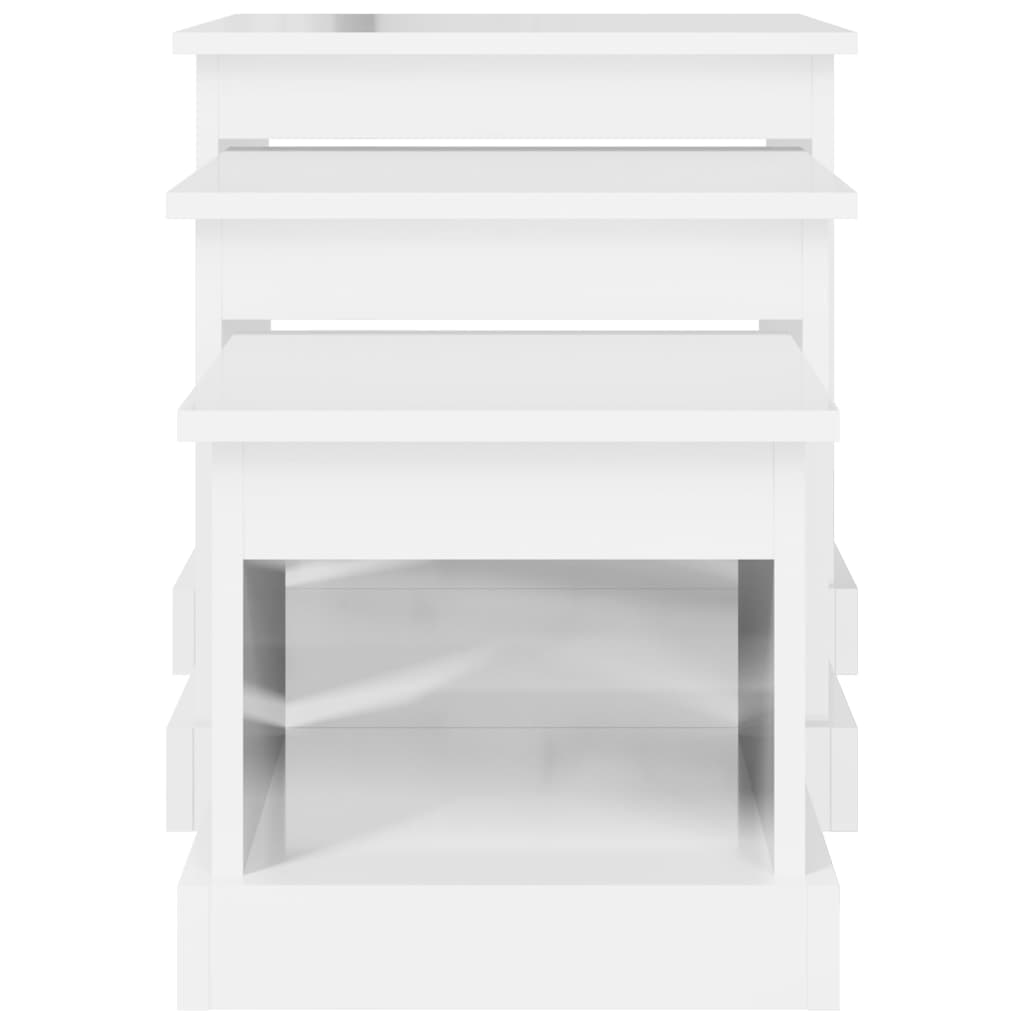 Tables basses 3 pcs blanc brillant bois d’ingénierie - Tables basses