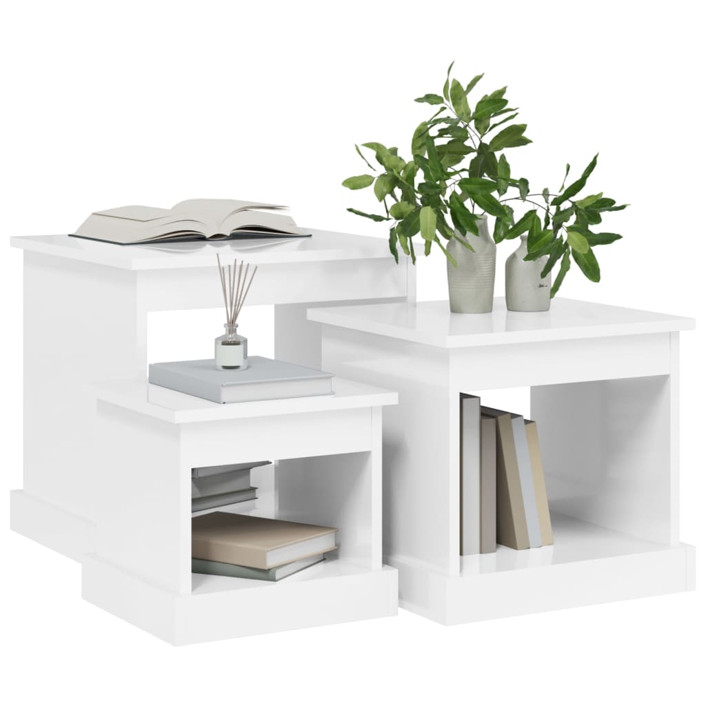 Tables basses 3 pcs blanc brillant bois d’ingénierie - Tables basses