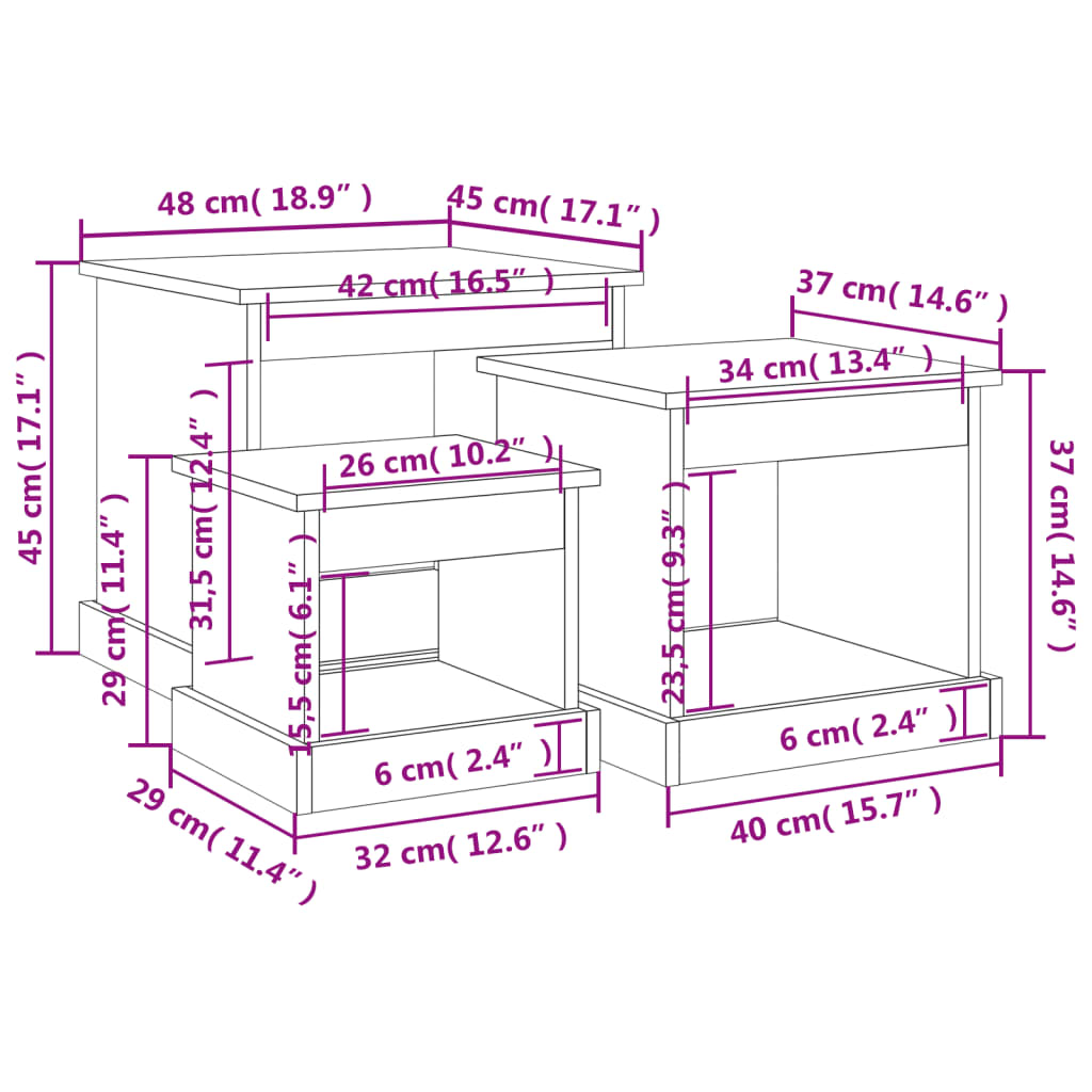 Tables basses 3 pcs blanc brillant bois d’ingénierie - Tables basses