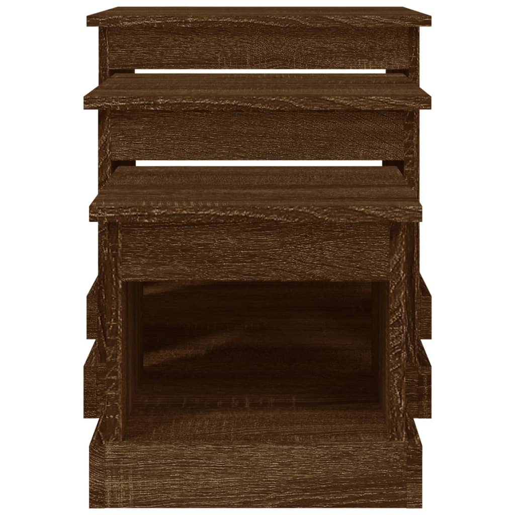 Tables basses 3 pcs chêne marron bois d’ingénierie - Tables basses