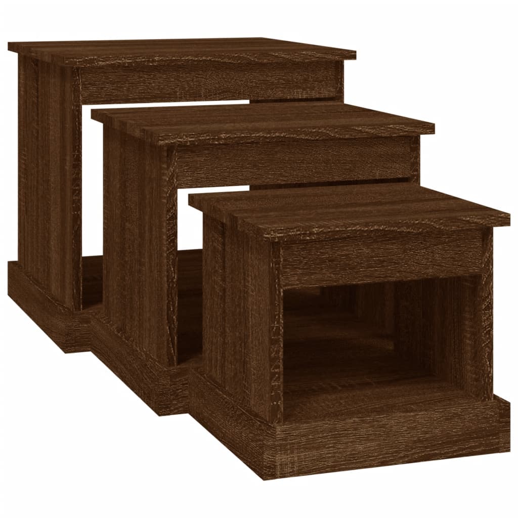 Tables basses 3 pcs chêne marron bois d’ingénierie - Tables basses