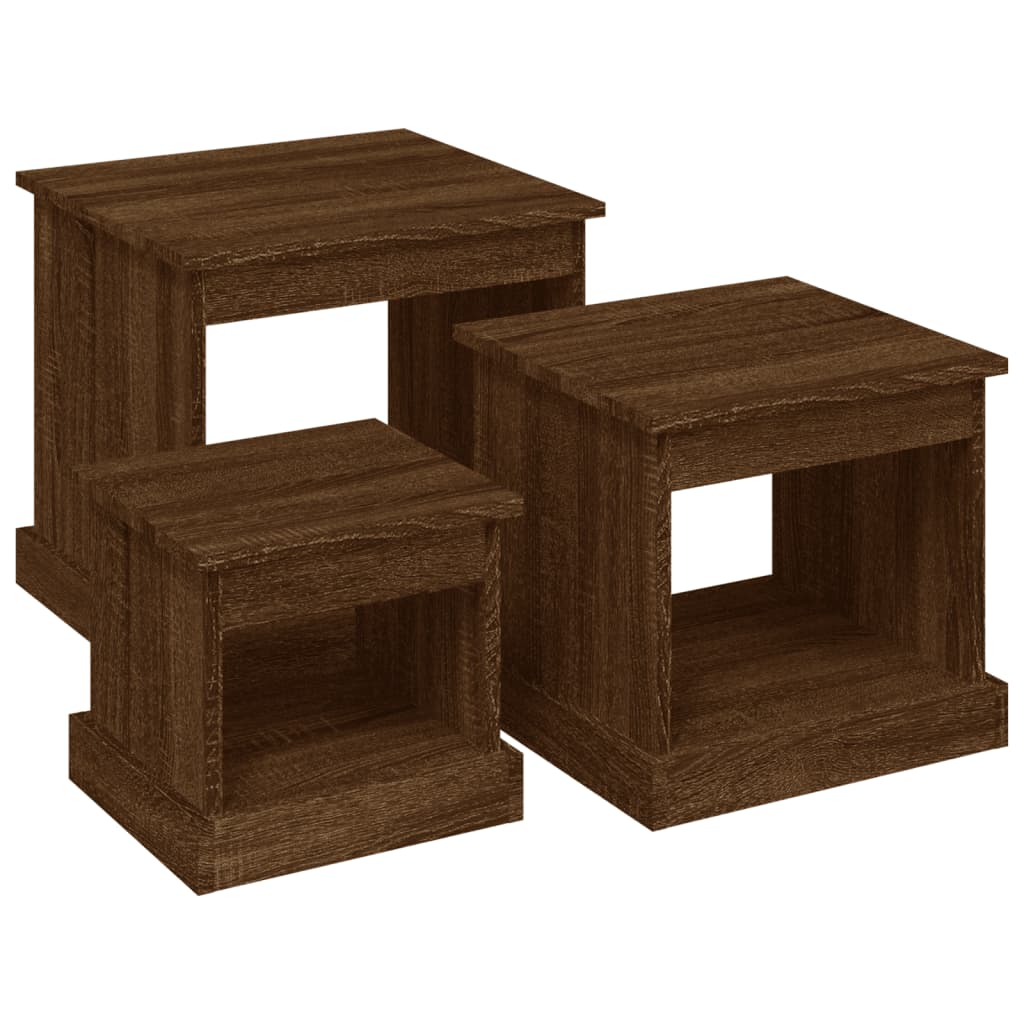Tables basses 3 pcs chêne marron bois d’ingénierie - Tables basses