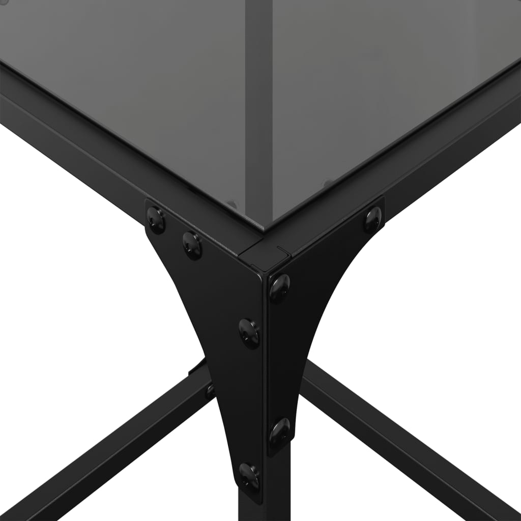 Tables basses avec dessus en verre noir 2 pcs 30x30x40 cm acier - Tables basses