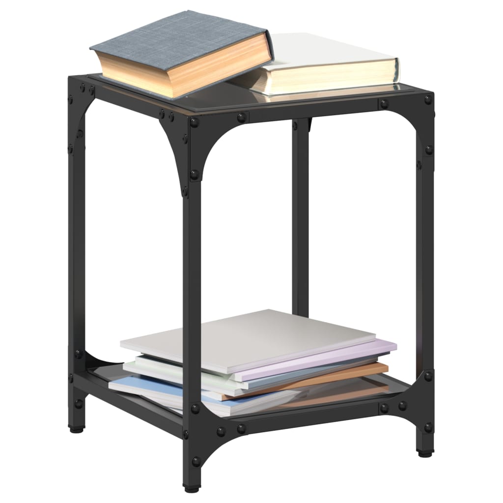 Tables basses avec dessus en verre noir 2 pcs 30x30x40 cm acier - Tables basses