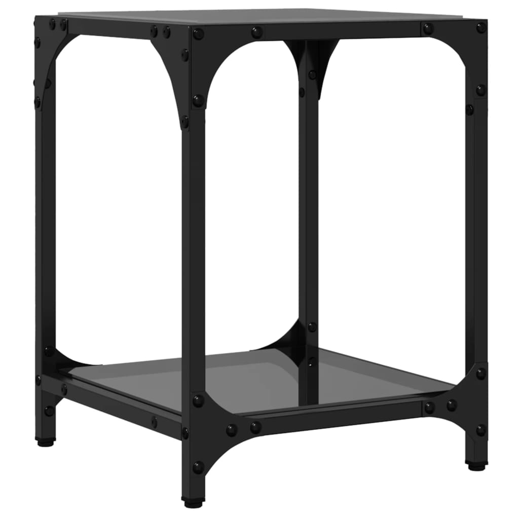 Tables basses avec dessus en verre noir 2 pcs 30x30x40 cm acier - Tables basses
