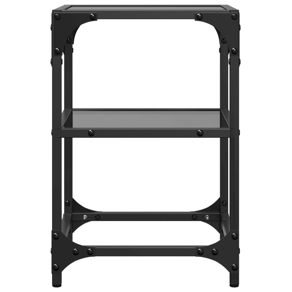 Tables basses avec dessus en verre noir 2 pcs 30x30x45 cm acier - Tables basses