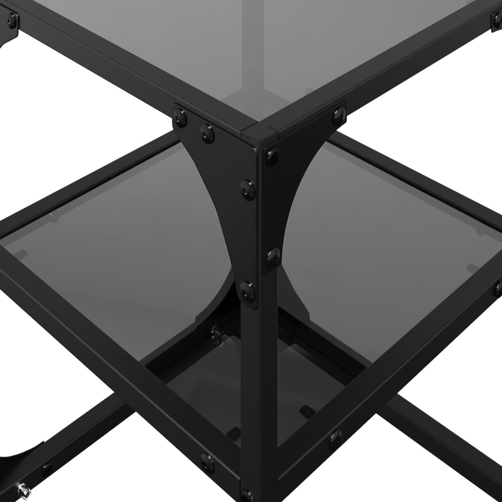 Tables basses avec dessus en verre noir 2 pcs 30x30x45 cm acier - Tables basses