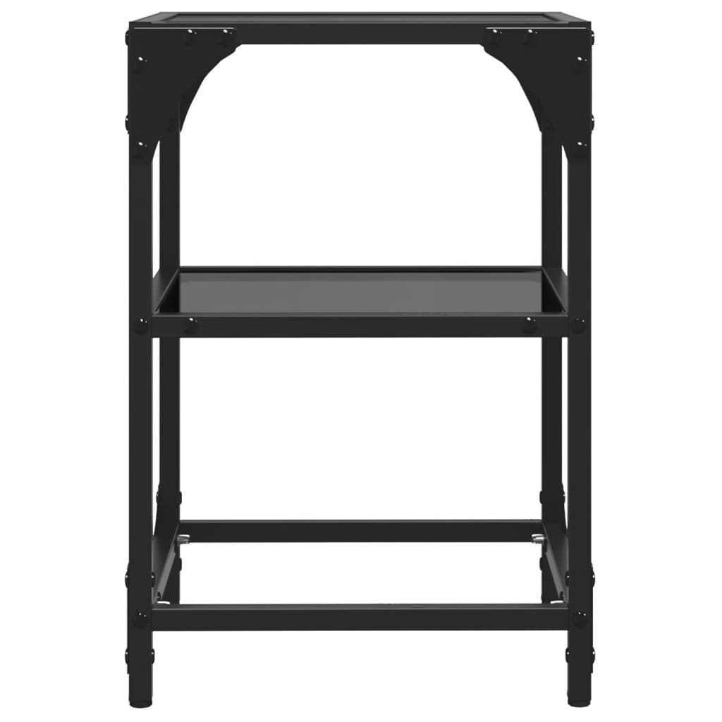 Tables basses avec dessus en verre noir 2 pcs 30x30x45 cm acier - Tables basses