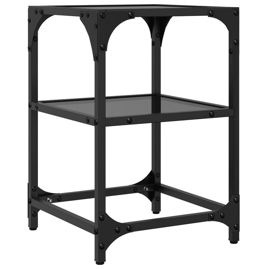 Tables basses avec dessus en verre noir 2 pcs 30x30x45 cm acier - Tables basses