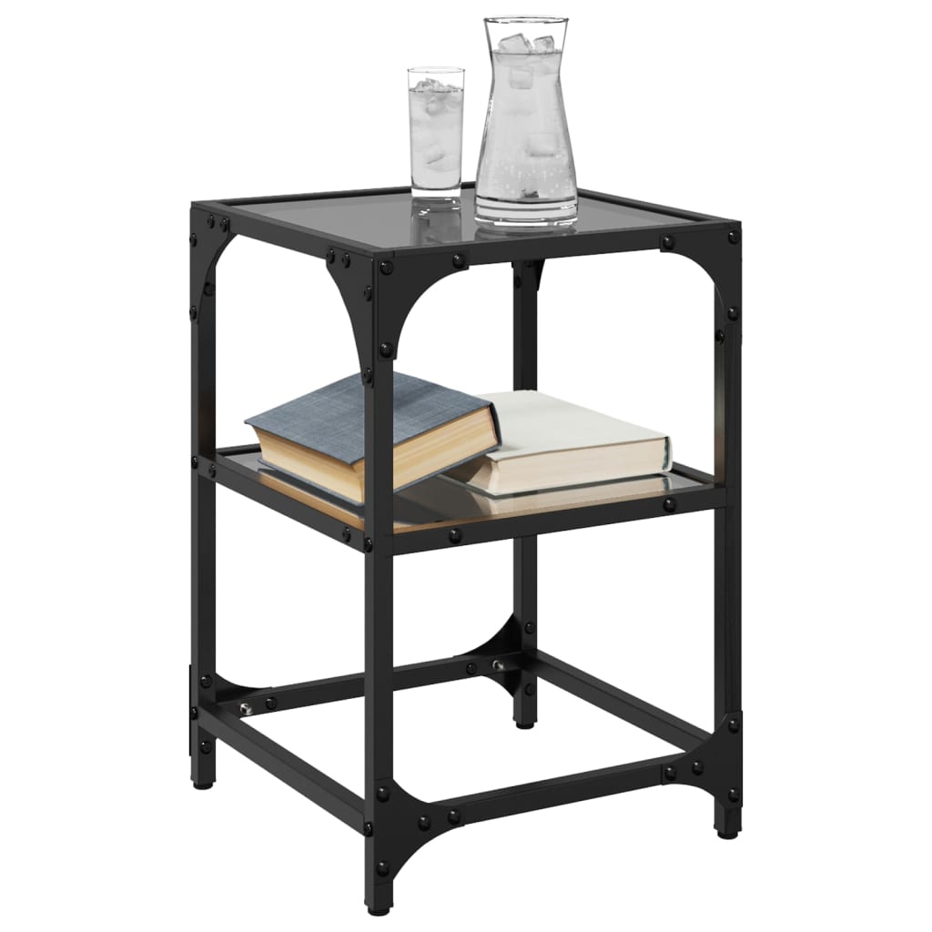 Tables basses avec dessus en verre noir 2 pcs 30x30x45 cm acier - Tables basses
