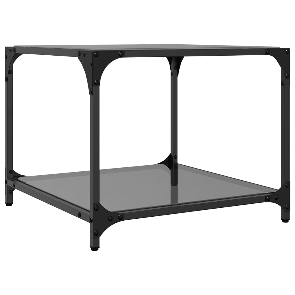Tables basses avec dessus en verre noir 2 pcs 50x50x40 cm acier - Tables basses