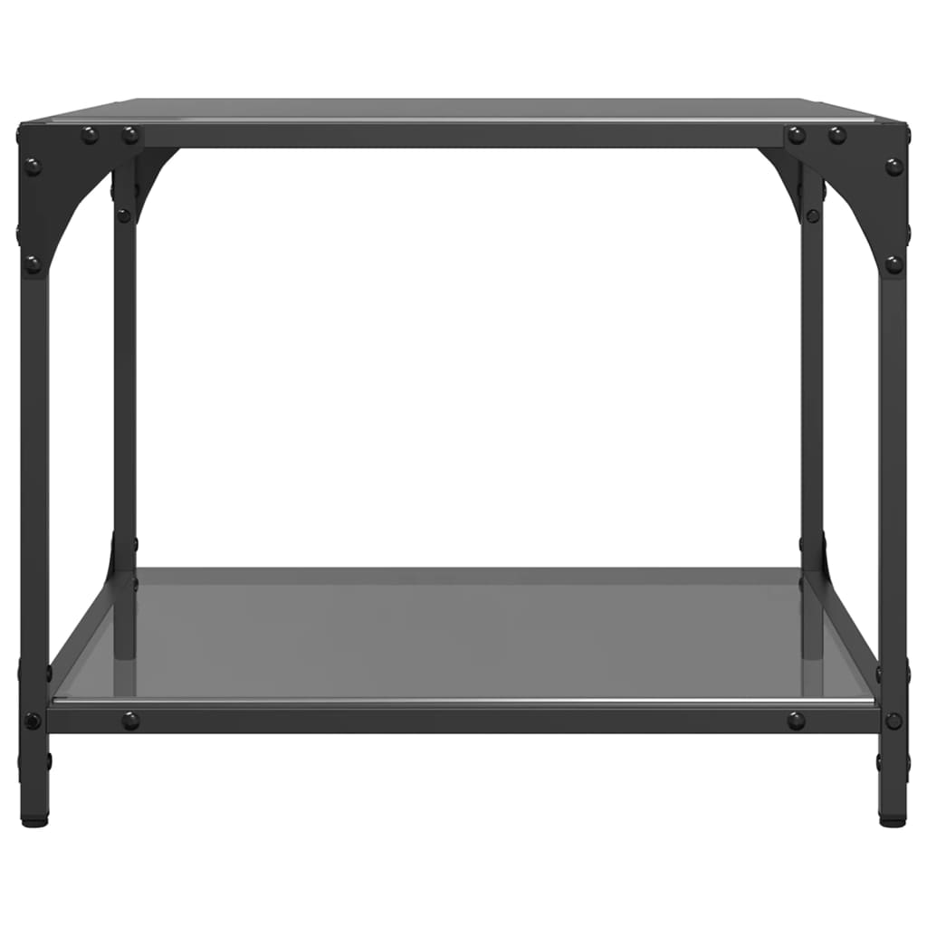 Tables basses avec dessus en verre noir 2 pcs 50x50x40 cm acier - Tables basses