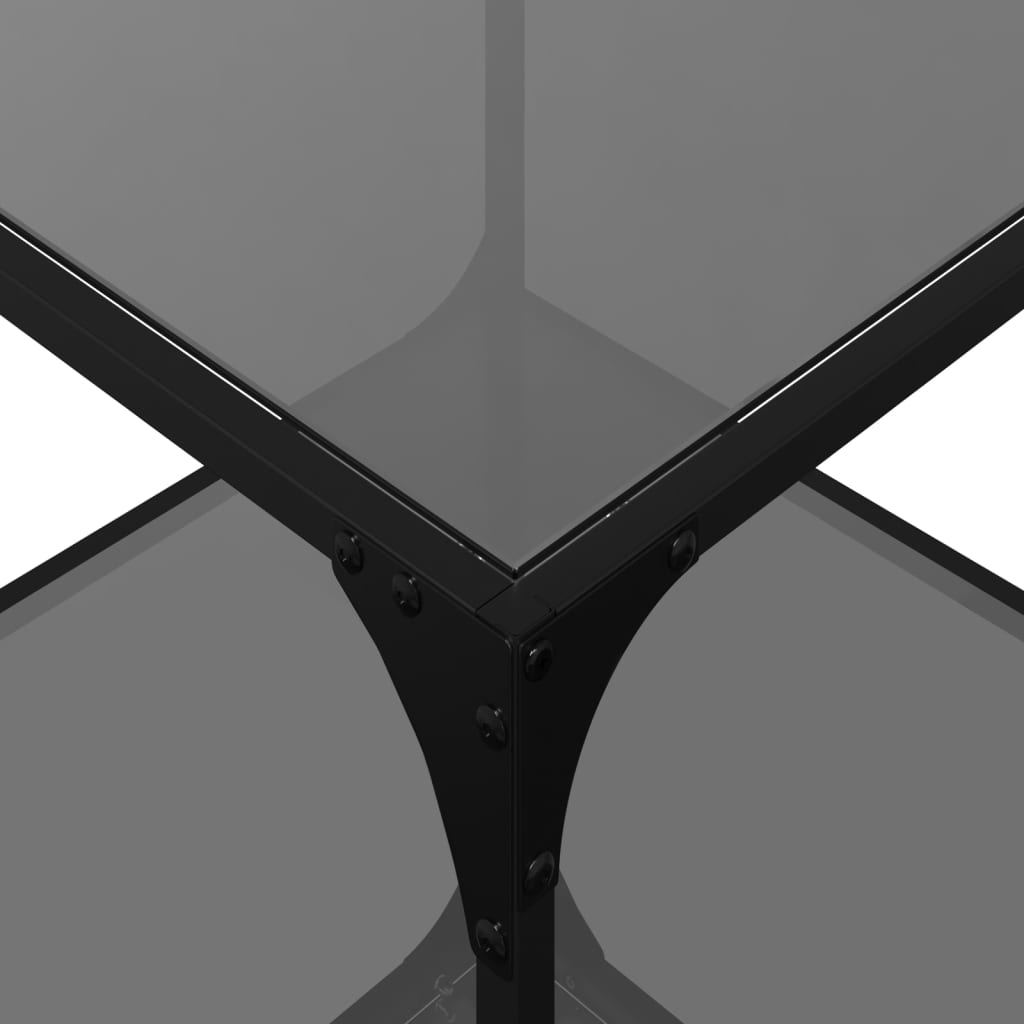 Tables basses avec dessus en verre noir 2 pcs 50x50x40 cm acier - Tables basses