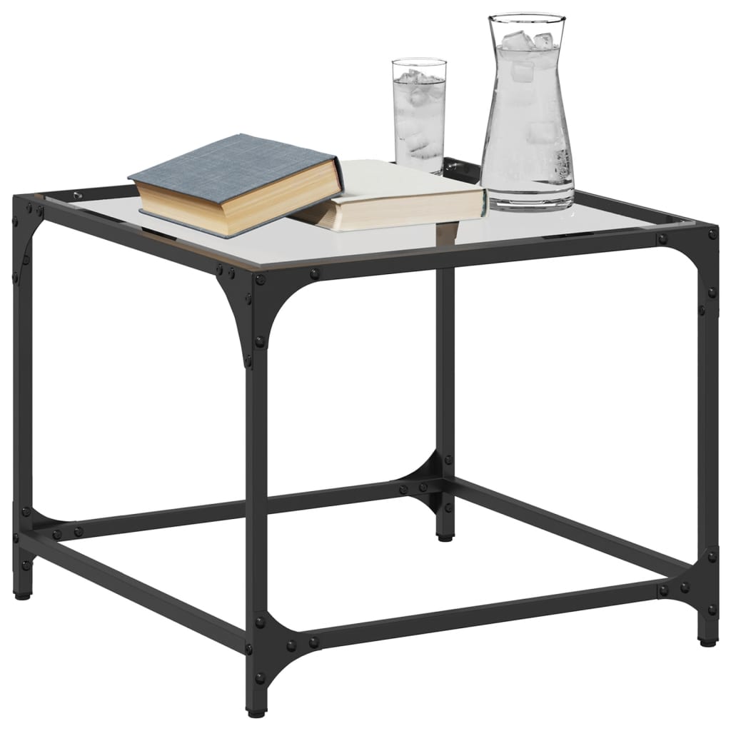 Tables basses avec dessus en verre transparent 2 pcs acier - Tables basses