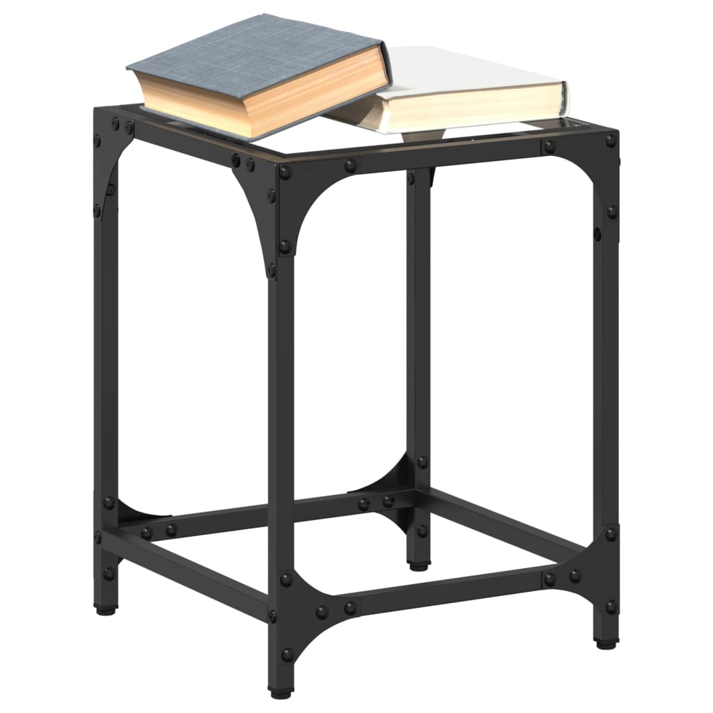 Tables basses avec dessus en verre transparent 2 pcs acier - Tables basses