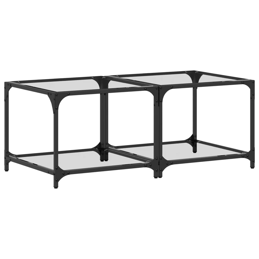 Tables basses avec dessus en verre transparent 2 pcs acier - Tables basses