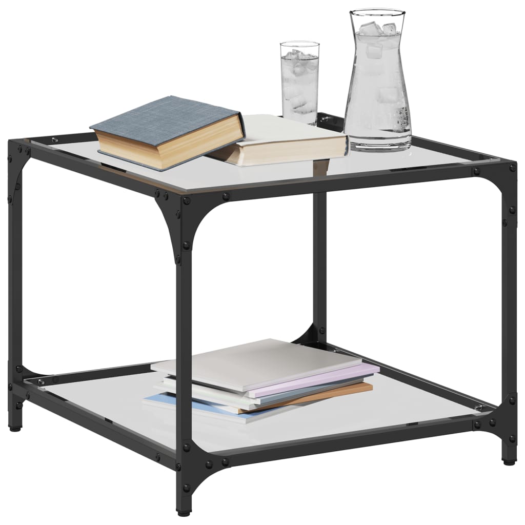 Tables basses avec dessus en verre transparent 2 pcs acier - Tables basses