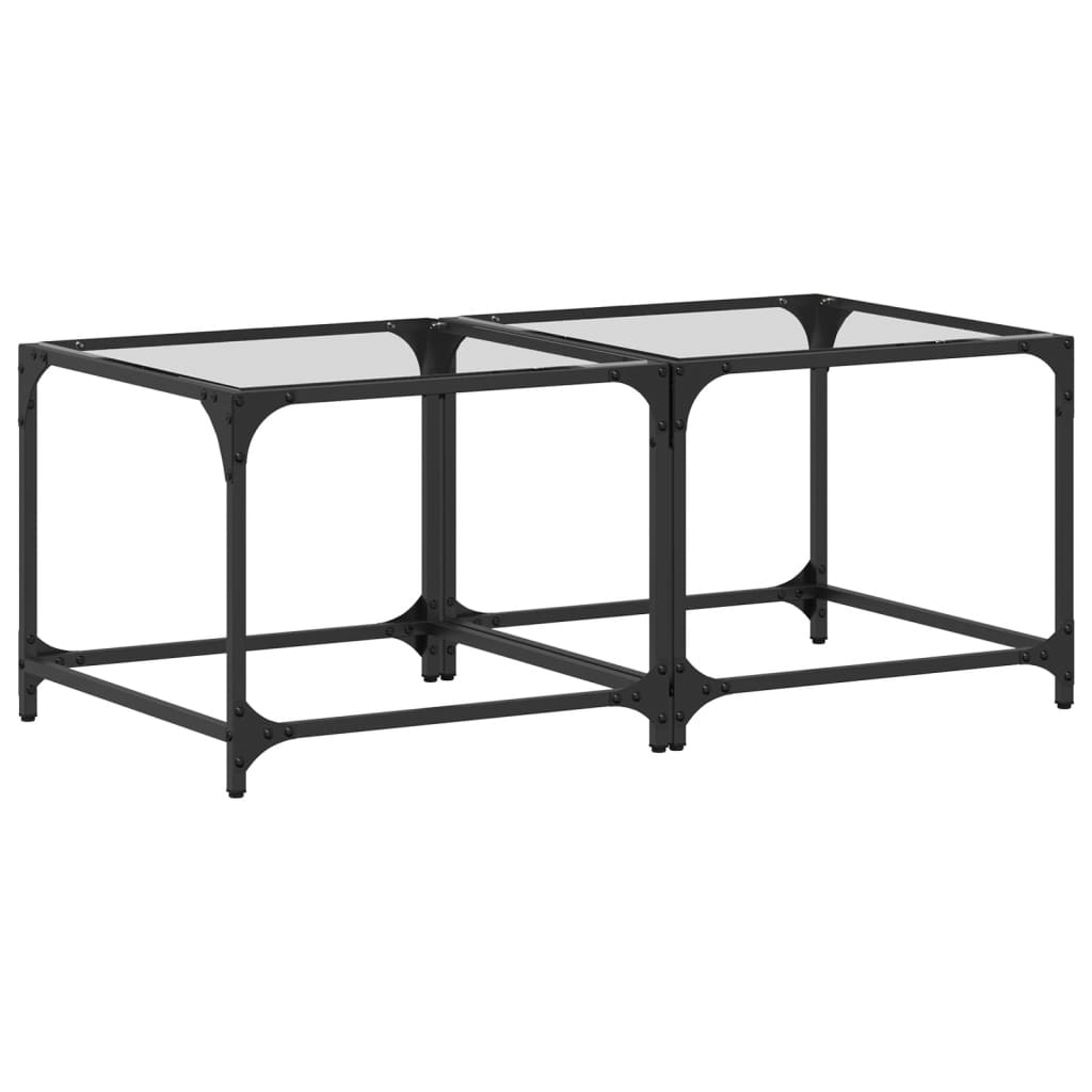 Tables basses avec dessus en verre transparent 2 pcs acier - Tables basses