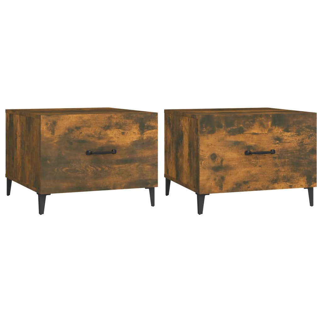 Tables basses avec pieds en métal 2 pcs Chêne fumé 50x50x40 cm - Tables basses