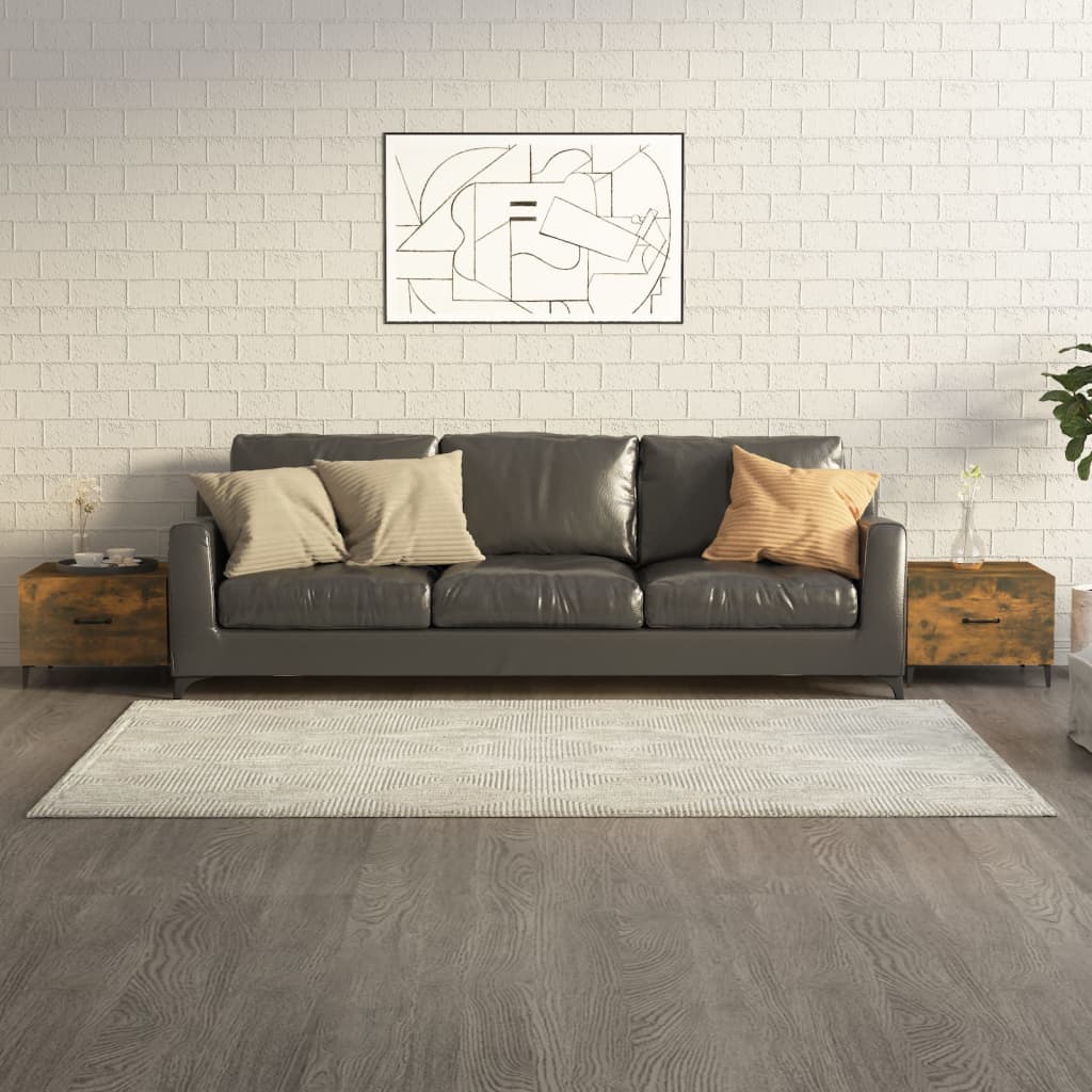 Tables basses avec pieds en métal 2 pcs Chêne fumé 50x50x40 cm - Tables basses