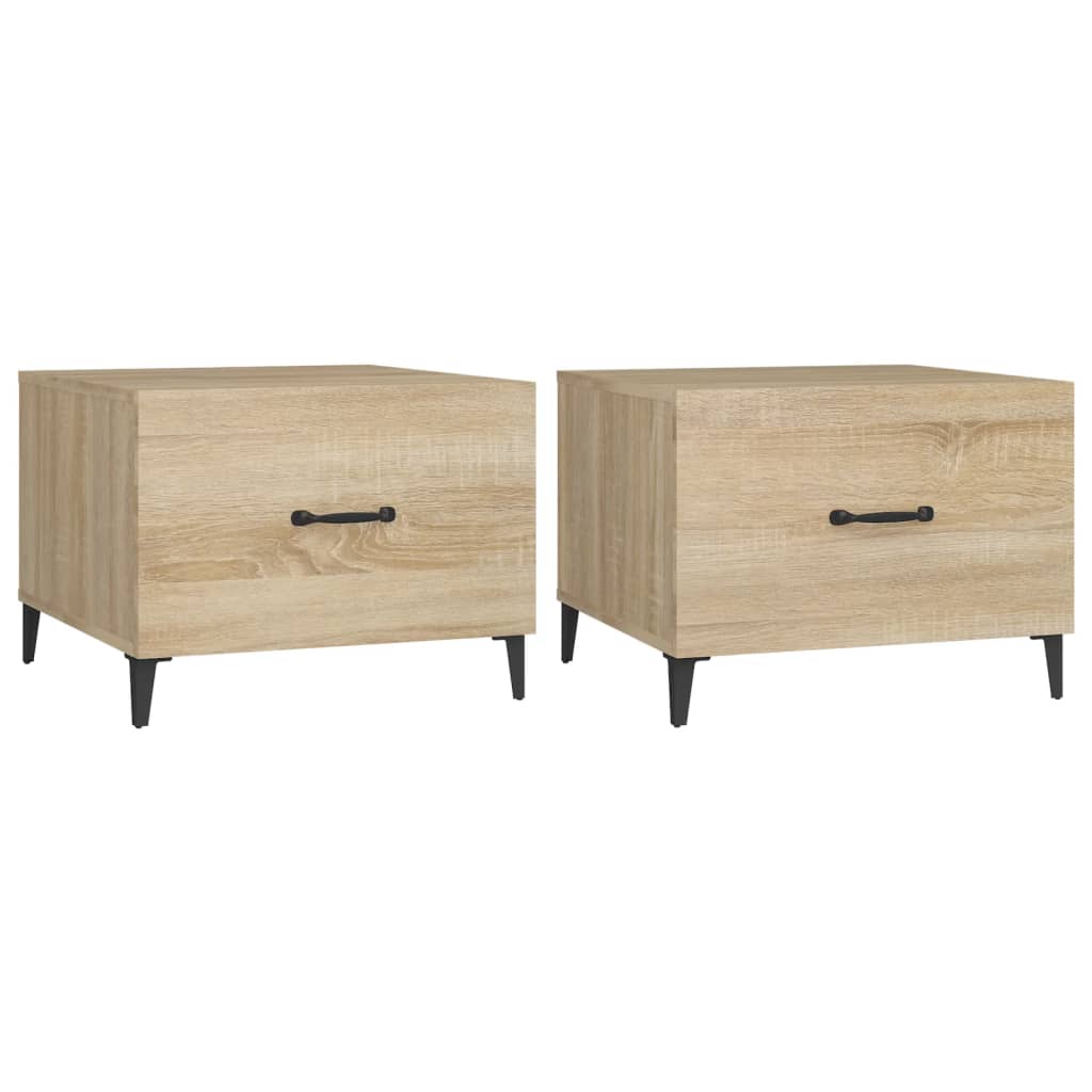 Tables basses avec pieds en métal 2 pcs Chêne sonoma 50x50x40cm - Tables basses