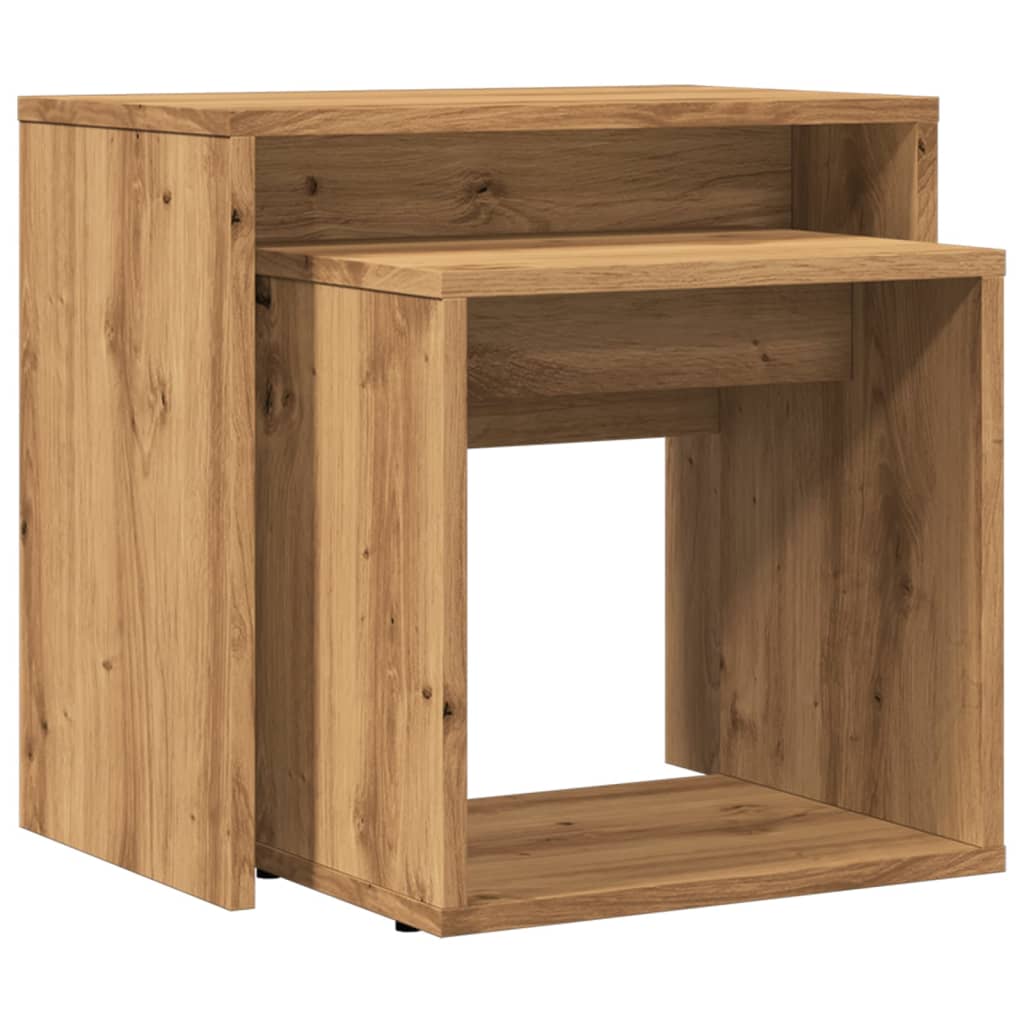 Tables basses gigognes 2 pcs chêne artisanal bois d’ingénierie - Tables basses