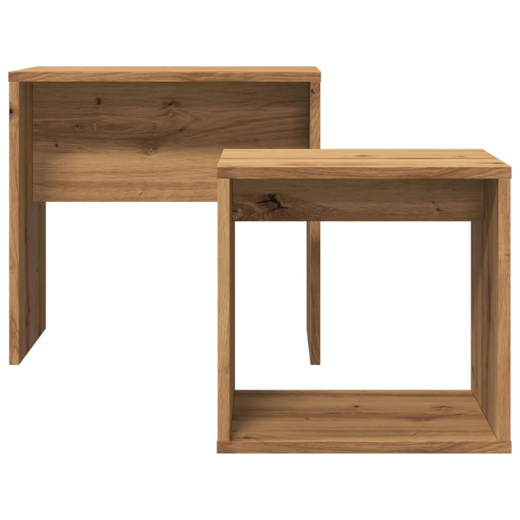 Tables basses gigognes 2 pcs chêne artisanal bois d’ingénierie - Tables basses