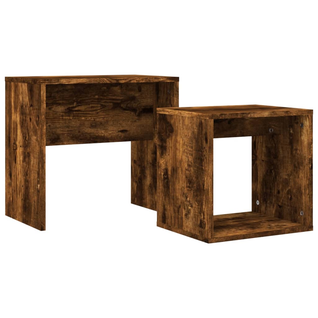 Tables basses gigognes 2 pcs chêne fumé bois d’ingénierie - Tables basses