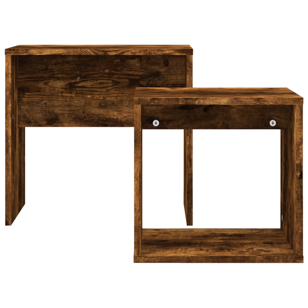 Tables basses gigognes 2 pcs chêne fumé bois d’ingénierie - Tables basses