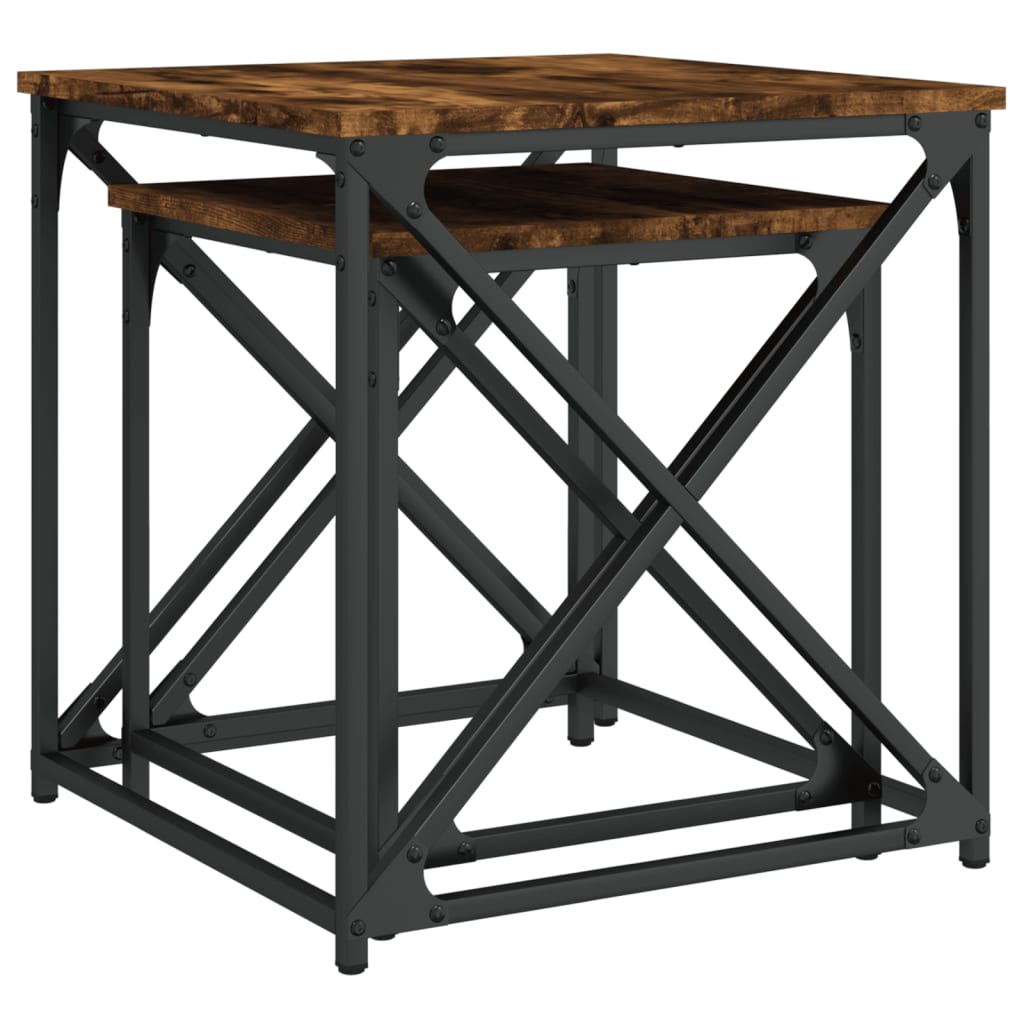 Tables basses gigognes 2 pcs chêne fumé bois d’ingénierie - Tables basses