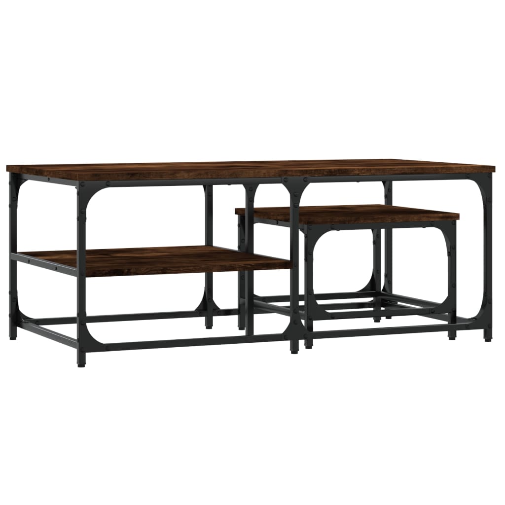 Tables basses gigognes 2 pcs chêne fumé bois d’ingénierie - Tables basses