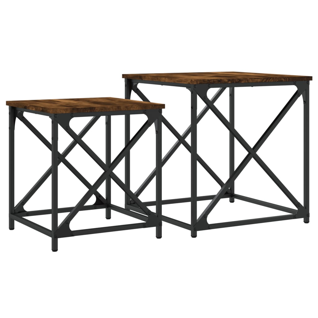 Tables basses gigognes 2 pcs chêne fumé bois d’ingénierie - Tables basses