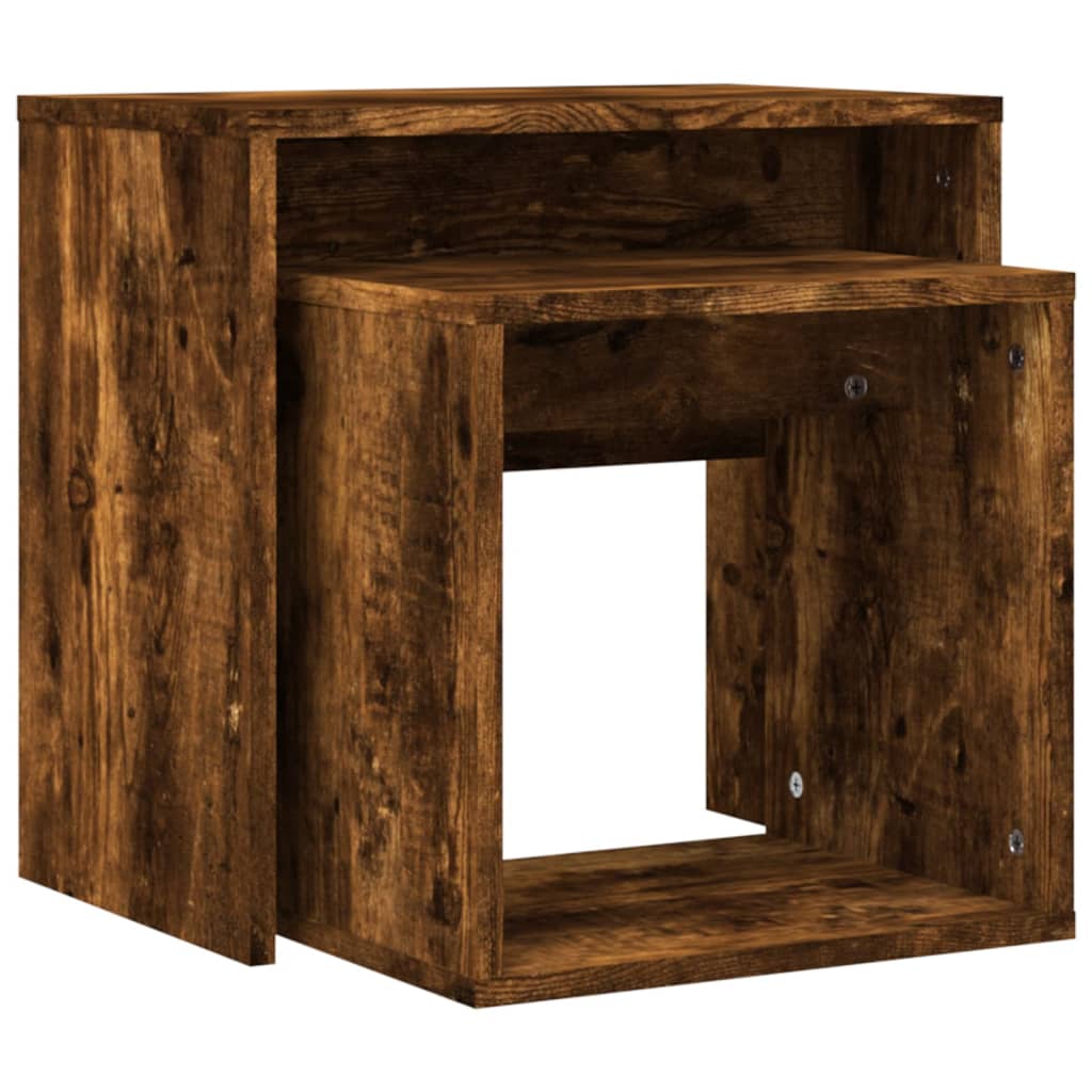 Tables basses gigognes 2 pcs chêne fumé bois d’ingénierie - Tables basses