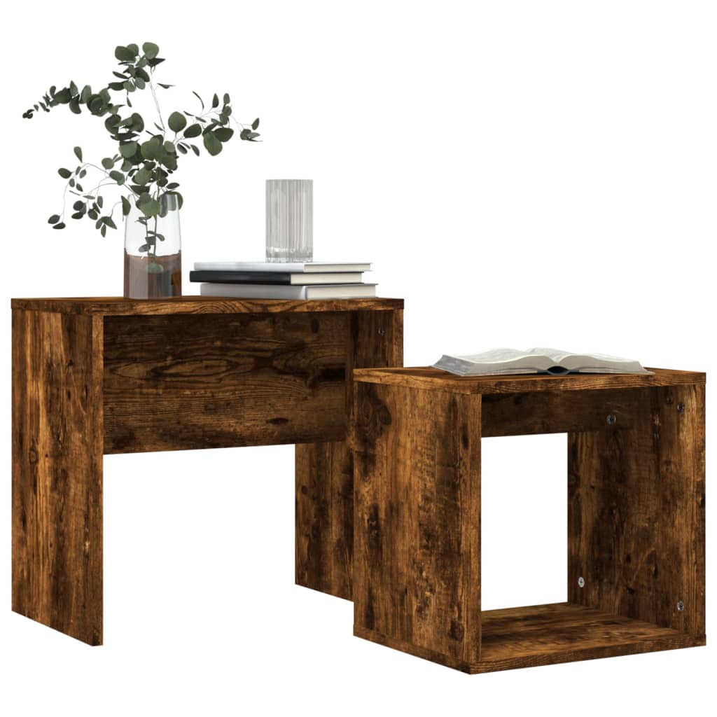 Tables basses gigognes 2 pcs chêne fumé bois d’ingénierie - Tables basses