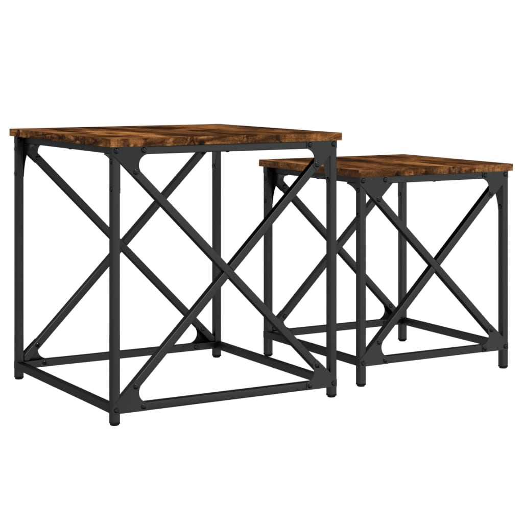 Tables basses gigognes 2 pcs chêne fumé bois d’ingénierie - Tables basses