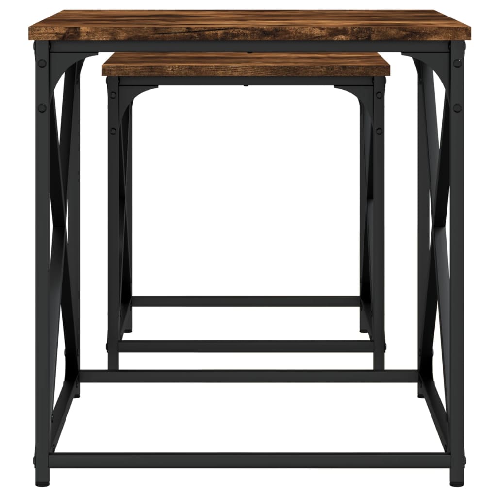Tables basses gigognes 2 pcs chêne fumé bois d’ingénierie - Tables basses