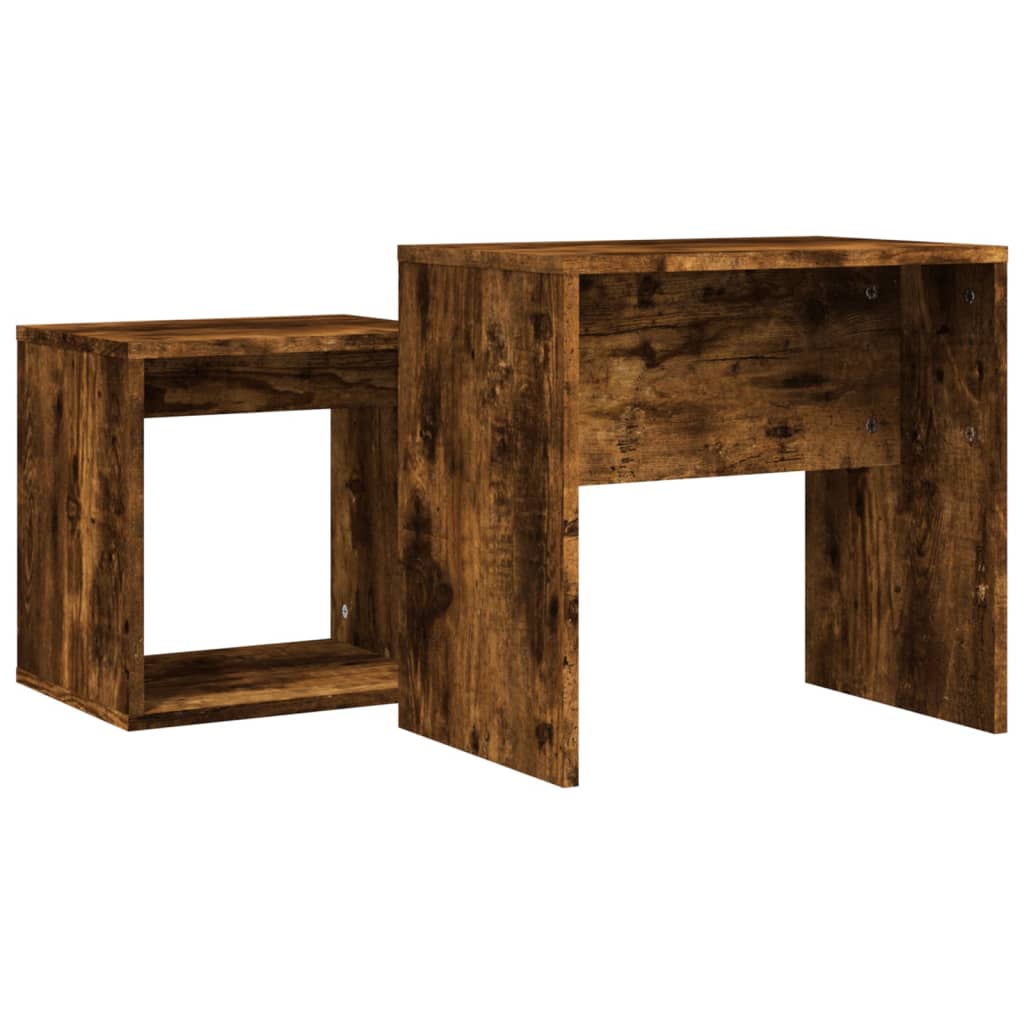 Tables basses gigognes 2 pcs chêne fumé bois d’ingénierie - Tables basses