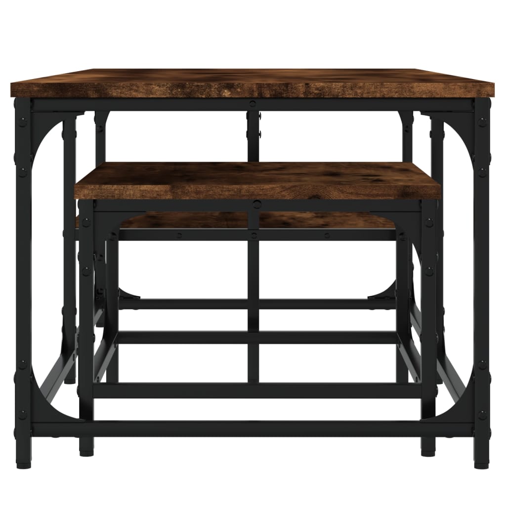 Tables basses gigognes 2 pcs chêne fumé bois d’ingénierie - Tables basses