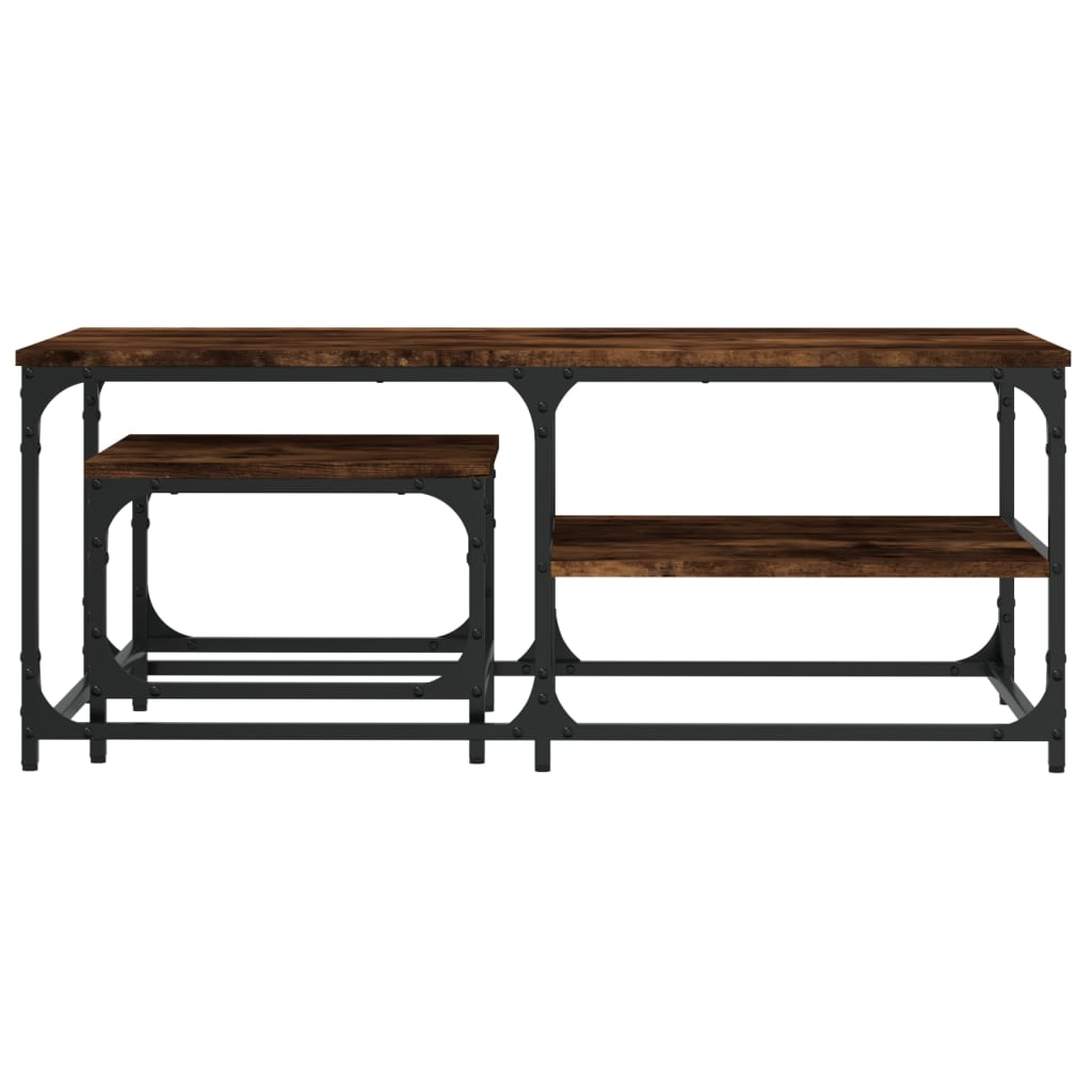 Tables basses gigognes 2 pcs chêne fumé bois d’ingénierie - Tables basses