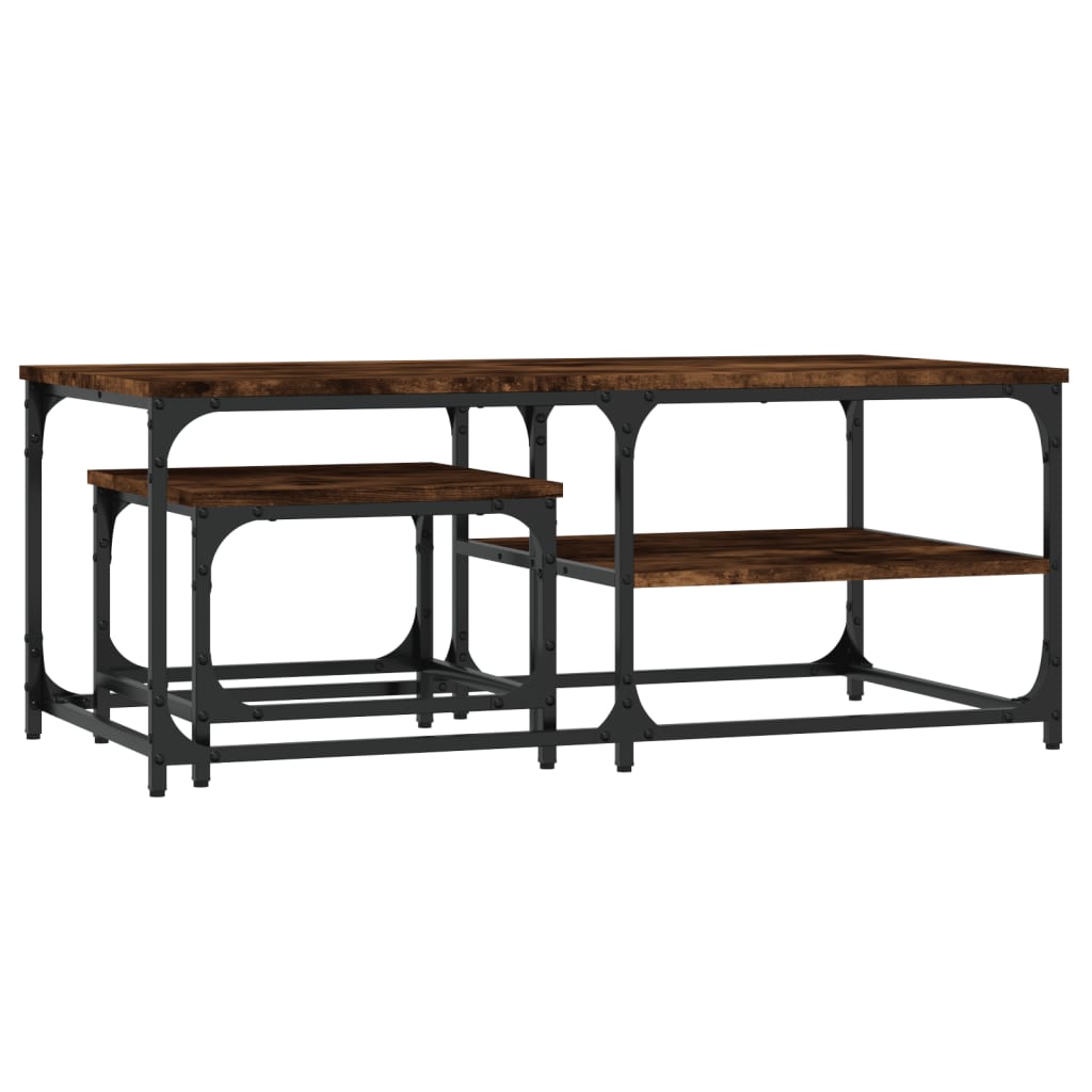 Tables basses gigognes 2 pcs chêne fumé bois d’ingénierie - Tables basses