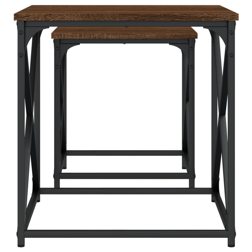 Tables basses gigognes 2 pcs chêne marron bois d’ingénierie - Tables basses