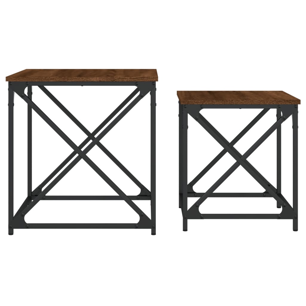 Tables basses gigognes 2 pcs chêne marron bois d’ingénierie - Tables basses