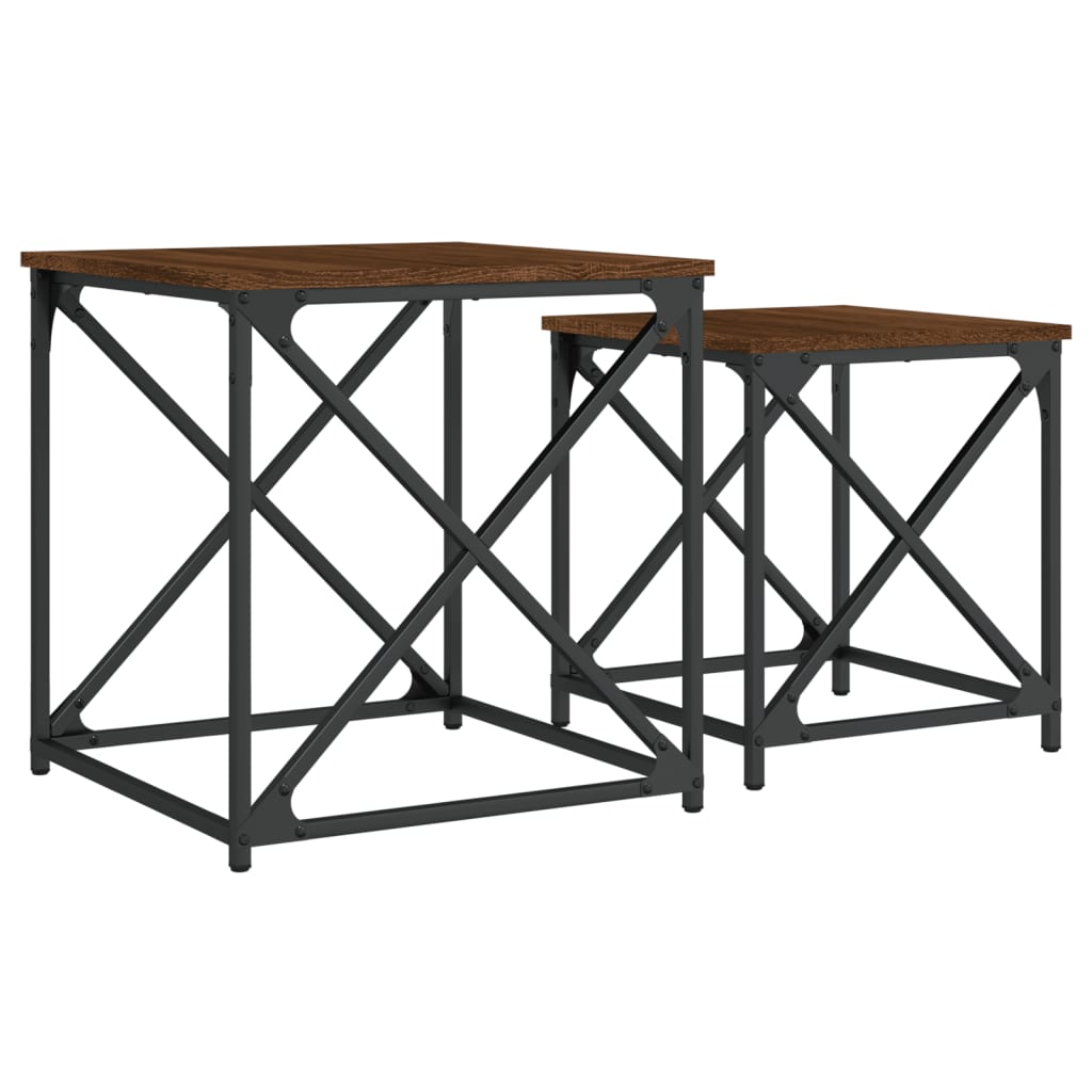 Tables basses gigognes 2 pcs chêne marron bois d’ingénierie - Tables basses