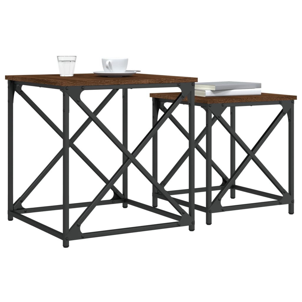 Tables basses gigognes 2 pcs chêne marron bois d’ingénierie - Tables basses