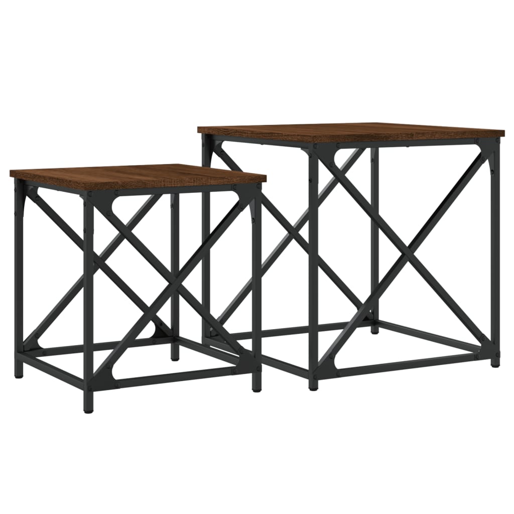 Tables basses gigognes 2 pcs chêne marron bois d’ingénierie - Tables basses