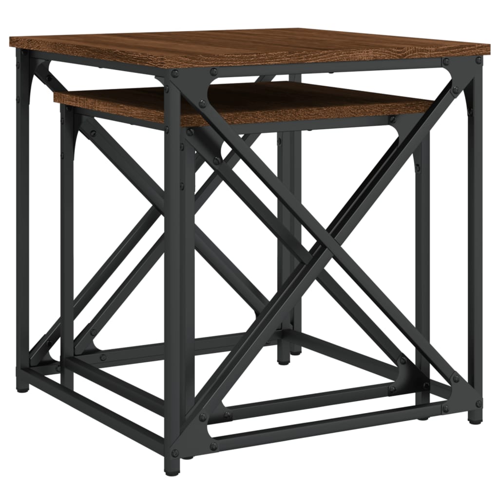 Tables basses gigognes 2 pcs chêne marron bois d’ingénierie - Tables basses