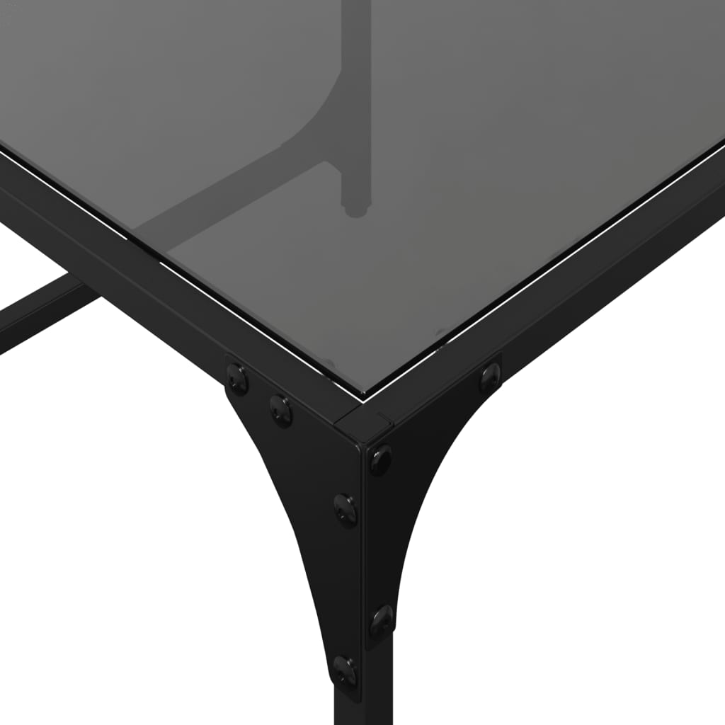 Tables basses gigognes 2 pcs dessus en verre noir acier - Tables basses