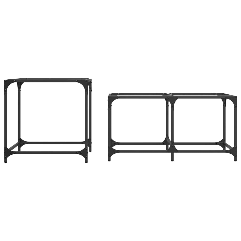 Tables basses gigognes 2 pcs dessus en verre transparent acier - Tables basses