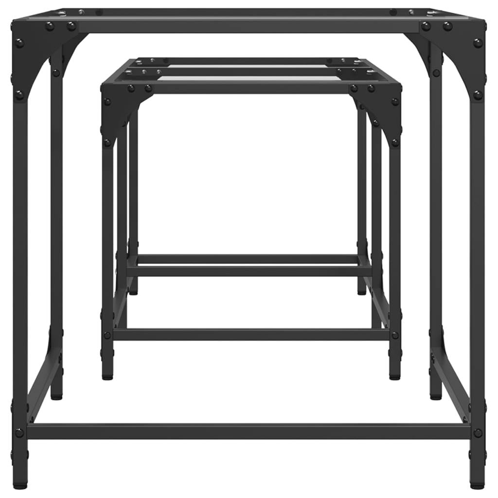 Tables basses gigognes 2 pcs dessus en verre transparent acier - Tables basses