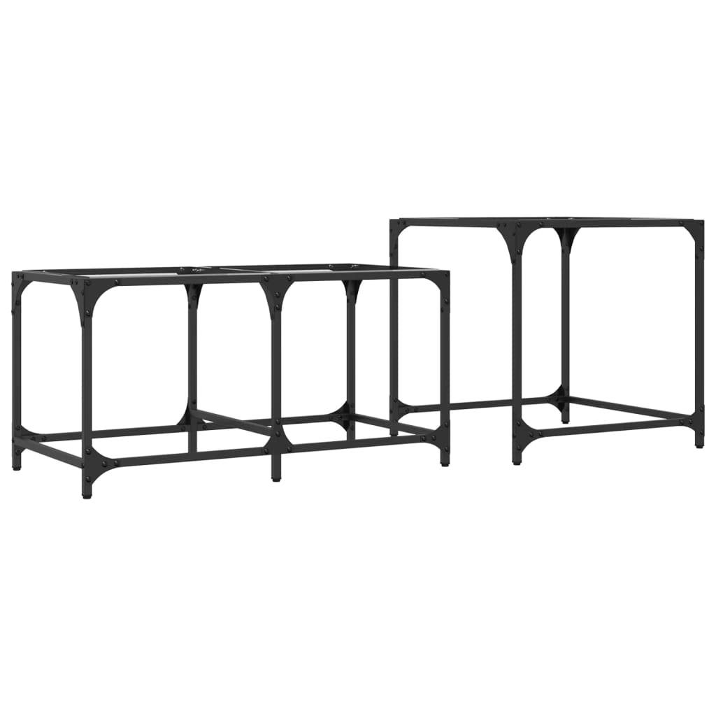 Tables basses gigognes 2 pcs dessus en verre transparent acier - Tables basses